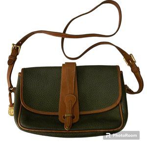 Dooney & Bourke Vintage All Weather Equestrian Bag Olive Khaki Tan Purse USA